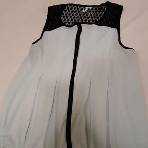 Blue and Black Sleeveless Blouse